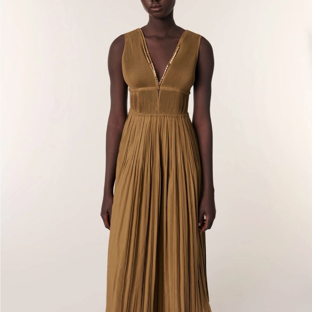 MAJE Elegant Brown Midi  Dress